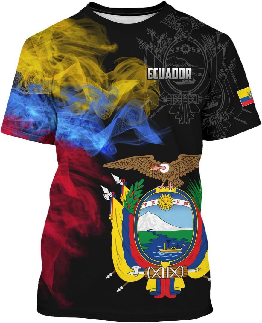 DFZ Men's Ecuador Flag Novelty T-Shirt Summer Short Sleeve 3D Printed Casual Short Sleeves Top Unisex S