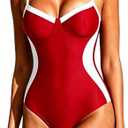 SUUKSESS Womens Tummy Control One Piece Swimsuit Sexy Crisscross Back Bathing Suit L