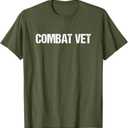 Combat Vet Simple Title T-Shirt (Small, Olive Green)