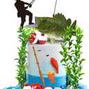 14 Pieces Fisherman Themed Decoration Gone Fishing Cake Topper for Retirement Party Supplies