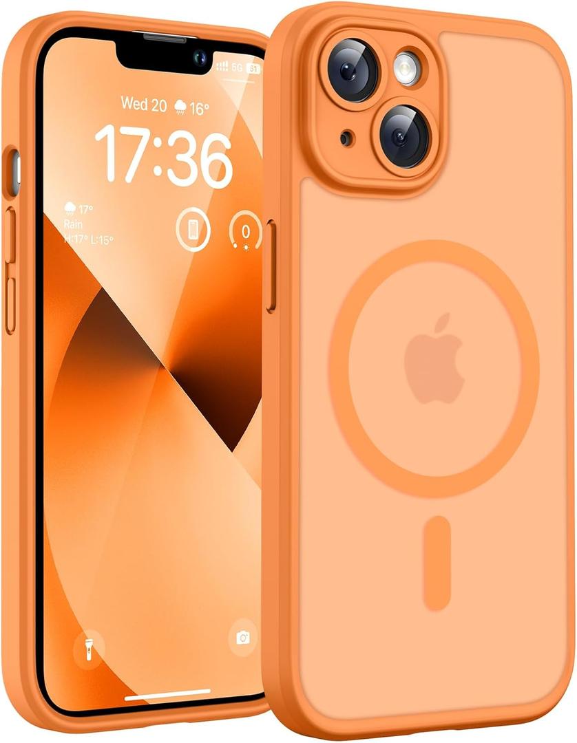 TOCOL for Phone 13 Case, Compatible with Magsafe Charger, Full Camera Protection, Drop Protection, Translucent Matte Phone Case for iPhone 13 6.1 inch (Orange)