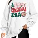 BANGELY Christmas Sweatshirts Women Oversized In My Christmas Era Sweatshirt Christmas Vacation Shirt Xmas Pullover Tops (White, XL)