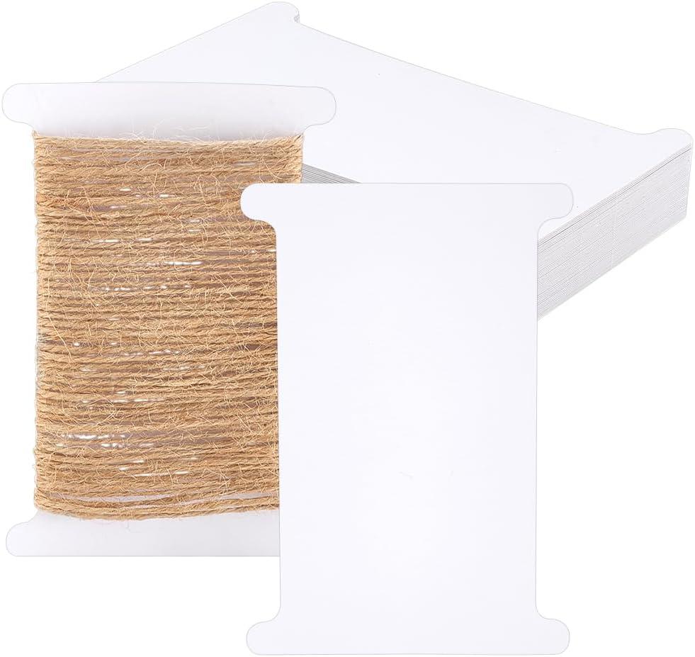 PH PandaHall 50pcs Paper Bobbins White Flat Spool Bobbin Floss Bobbins String Bobbin Ribbon Storage Organizer Paper Thread Spools Card Thread Holder for Embroidery Cross Stitch Craft Sewing, 5x3.5inch