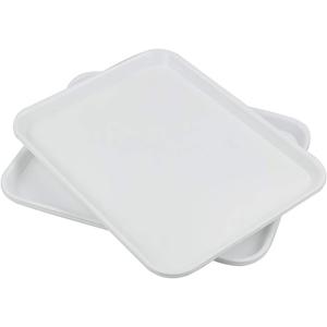 Plastic Fast Food Trays, Cafeteria Trays, 4 Pack Serving Trays (White)