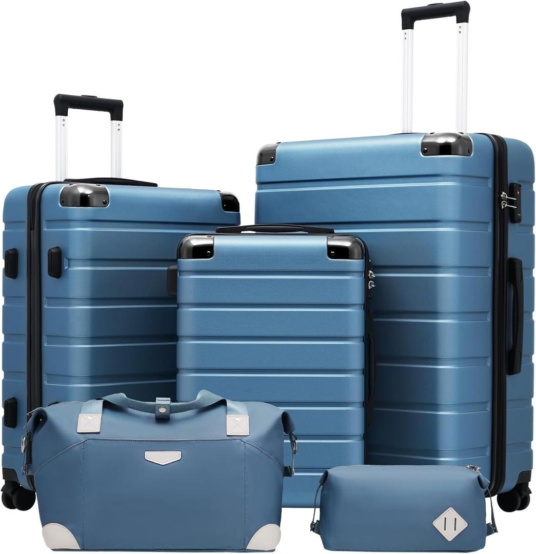 Coolife Luggage Set Suitcase 3 Piece Carry On Travel Luggage TSA Lock Spinner Wheels Aluminum Corner Protectors Hard Shell Lightweight Suitcase Set (Blue)