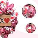 Idyllic 18 Inch Valentines Day Wreath for Front Door, Heart Ribbon Mesh Wreath for Wedding Decor, XOXO Signed Wreath for Indoor and Outdoor (Pink)