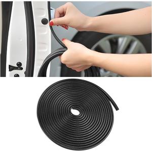 Car Door Edge Guards, 16Ft Rubber Seal Car Door Edge Trim, U Shape Door Edge Protector Guard, Aluminum Weather Proofing Automotive Door Edge Molding Protection for Most Car (Black)