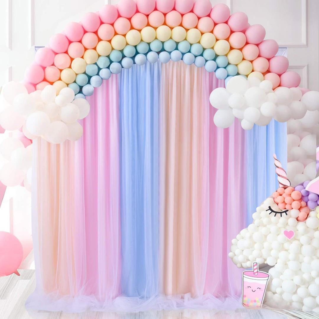 Pastel Backdrop Curtains Rainbow Unicorn Tulle Curtain Backdrop for Girls Birthday Party Baby Showers 5ft x 7ft Pastel Backdrop Curtains Rainbow Unicorn Tulle Curtain Backdrop for Girls Birthday Party Baby Showers 5ft x 7ft