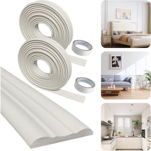 2 PCS Peel and Stick Wall Molding 16.4 Ft x 1.2" Chair Rail Moulding for Walls Adhesive Flexible Molding Trim for Home Decoration and Wall Protection