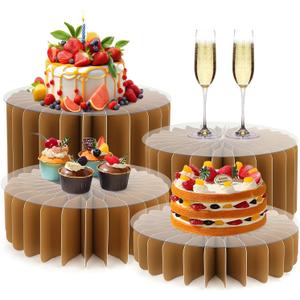 Buffet Risers Food Risers for Buffet Table Acrylic Risers Display Stands Tall Cake Stands Cylinder Stands for Party Pedestal Cake Stand Dessert Table Display Set Cupcake Stands Cupcake Display (Golden)