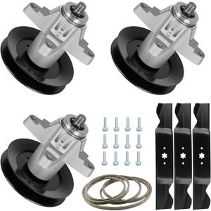 54" Deck 618-04126 Spindle Rebuild Kit for Cub Cadet SLT1554 SLTX1054 SLT5400 SLTX1054 GT1554, for 918-04126 618-04125 Spindle, 3 Blades 742-0677 942-0677,1 138 5/8" Belt 954-0642, 954-0642