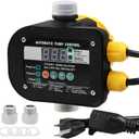 Smart Pump Controller with 2 Metal Pump Connector, BSPP G1 Threaded Interface, 2 Modes Digital Display, Adjustable Pressure, High Power, for Home, Garden, Industrial Use