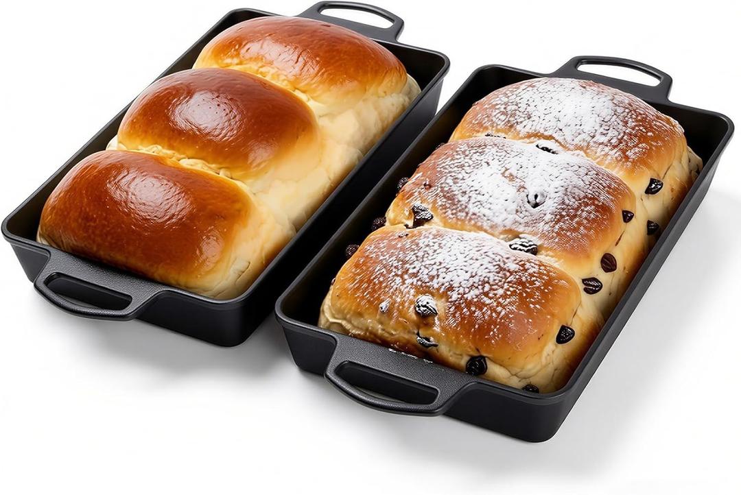 Cast Iron Detroit Style Pizza Pan, 9x13 Inch Pre-Seasoned 4.8 Quart Large Capacity Deep Non Stick Baking Dish for Casserole, Focaccia, Lasagna Baking Dish for Oven & Grill, 2 Pack