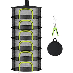 6 Layer Herb Drying Rack, Herb Drying Rack Hanging Mesh, Foldable Plant Drying Net With U-Shaped Zipper, Garden Shears, Hooks, For Drying Herbs Plants, Flowers, Fruits, Food, Clothes(6 Layers-23.62'')