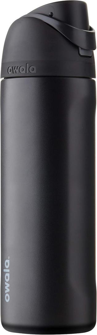 FreeSip Insulated Stainless Steel Water Bottle with Straw for Sports, Travel, and School BPA-Free Sports Water Bottle, 24 oz, Very, Very Dark (24 Ounces)