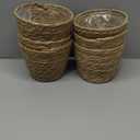 AceOrbit 6 Pcs Seagrass Plant Basket with Plastic Liners Woven Stylish Planter Baskets Bulk Indoor Outdoor Plants Woven Wicker Baskets for Flower Pots Cover and Room Decor Small (Small,Rustic)