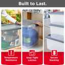 Rubbermaid Roughneck Clear 66 Qt/16.5 Gal Storage Containers, Pack of 4 with Latching Grey Lids, Visible Base, Sturdy and Stackable, Great for Storage and Organization