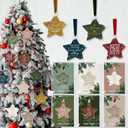 50 Set Christian Christmas Tree Ornaments Inspirational Acrylic Hanging Ornament for Xmas Tree Watercolor Bibles Verse Gifts with Merry Christmas Cards for Women Men Church (Classic Star)