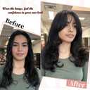 Clip in Bangs 100% Real Human Hair, Darkest Brown French Fake Bangs, Bangs Hair Clip & Clip On Bangs for Women, Fringe with Temples, Natural Blend