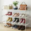 3-Tler Shoe Rack Organlzer, Rustproof lron, Spaclous Shoe Storage Shelf for Closet or Entryway, Fits Sneakers & Slippers, White ((3t White)27.6" X 11.8" X 22")