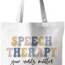 Motivational Canvas Tote Bag,Positive Affirmation Gifts for Women Men Reusable Grocery Shopping Tote Bag Purse (Speech Therapy)