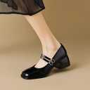 Stunner Women's Chunky Low Block Heels Dress Pumps Comfortable Closed Square Toe Mary Jane Pumps Black 40(8)