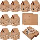 BENECREAT 30Pcs House Shaped Gift Boxes, 3x3x5inch Log Kraft Paper Candy Box Cardboard Treat Boxes for Wedding Baby Shower Birthday Party (Brown)