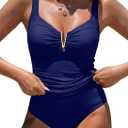 Aleumdr Women's V-Wire Tankini Sets Ruched Two Piece Swimsuit Bathing Suit Color Block Swim Tops with Bottoms XL