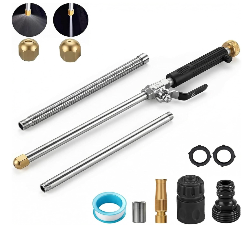 Hydro Jet High Pressure Power Washer-high pressure cleaning tool Extra Long Extendable Wand,Flexible Water Hose Universal Nozzle,Gutter Patio Car Pet Window Cleaning tool