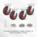 Heavy Duty Casters Set of 4, 6 Inch Solid Rubber Wheels Industrial Casters with Dual Ball Bearings, 4 Swivel Caster Wheels 360 Rotation for Workbench Cart Furniture Trolley Indoor Outdoor