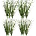 20PCS Fake Grass Filler Decor Artificial Grass Plants Outdoor Faux Plants Artificial Tall Shrubs Wheat Grass Greenery Stems UV Resistant Onion Grss For Outdoor Indoor Vase Planters Home Decor, Green