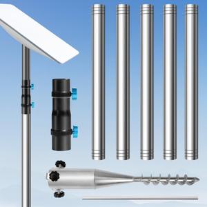 Starlink Pole Mount, 9ft Starlink Ground Pole Mount Kit Features a Durable 1.5'' Diameter Pole with No Dig Ground Anchor, Starlink Gen 2 Pipe Adapter Included (5-section)