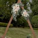 Faux Flower Swag Set of 2 for Wedding Welcome Signs Floral Swag Wedding Reception Ceremony Signs Decor (Champagne & Cream)