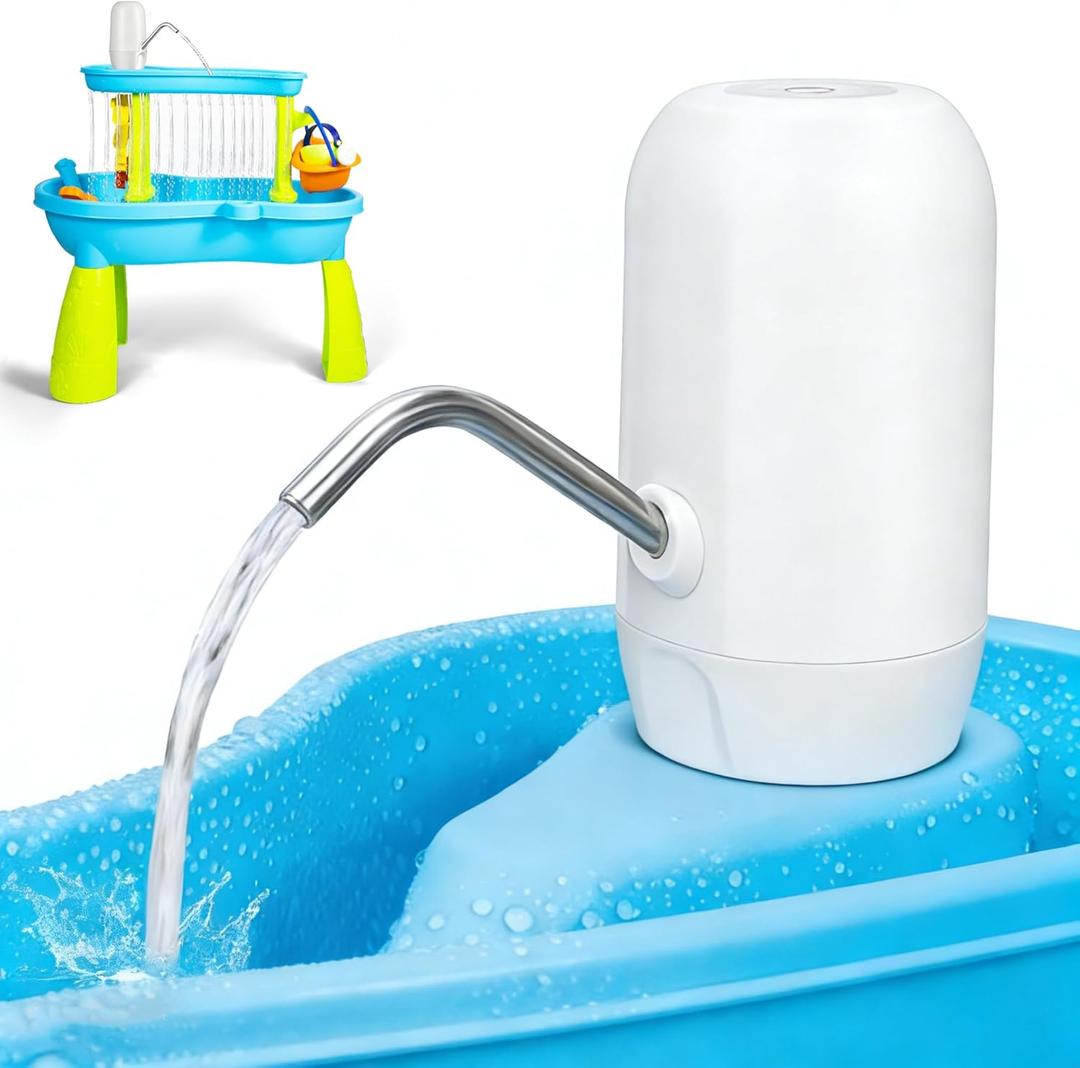 Water Table Pump, Continuous Kids Water Pump for Table, 3 Hours of Non-Stop Work Water Table Accessories Water Pump for Fun Summer Outdoor Water Toys Outside Water Play (White)