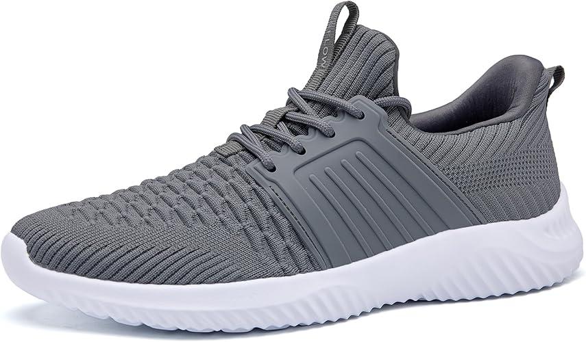 Men's Walking Shoes Slip On Running Shoes Ultra Light Casual Sneakers Mesh Tennis Shoe Hands Free Workout Breathable Comfortable Knit Memory Foam Athletic 9 Gray