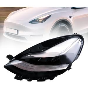 XGZ Full LED Headlights, Compatible with 2021-2023 Tesla 3 Tesla Y Base Mayor Performance Long Range Standard Estandar, Replace 1514952 151495200C 151495200D (Driver Side (LH))