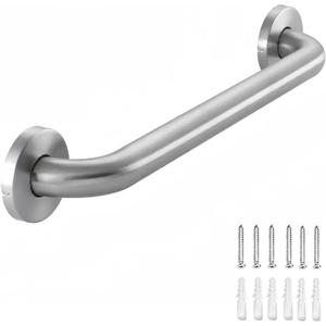 Stainless Steel Bathroom Safety Shower Grab Bar, Anti Slip Bathtubs Grab Bars,Toilet Assist Saft Handle Handrail ADA Compliant 500lbs for Handicap Elderly Senior (Brushed, 12 Inches)