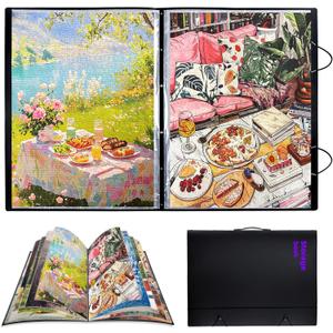 Puzzle Storage Folder Keeper Case,Portable Puzzles Organizer Accessory, Large Capacity 20x28in Puzzle Album Book Holder Portfolio,1000-Pieces for Jigsaw Enthusiasts Storage Binder Saver