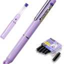 WRITECH Fountain Pen Fine Nib: Retractable Black Ink Pens Set Includes 5 Ink Cartridges Smooth Writing for Calligraphy Sketching Journaling Gift (Purple)