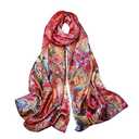 SUNMISILK 100% Mulberry Silk Scarfs for Women Floral Print Satin Long Scarf for Headscarf Hair Wraps Shawl, 53x172cm