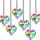 HDCRYSTALGIFTS 6pcs 50mm Crystal Heart Prism Suncatcher Window Sun Catchers Crystals Hanging Decorations Rainbow Maker Pendant Christmas Ornaments