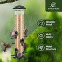 Kingsyard Metal Bird Feeders for Outdoors Hanging, Tube Bird Feeder with 6 Feeding Ports, 15 Inch, Chew-Proof & Weatherproof, Black