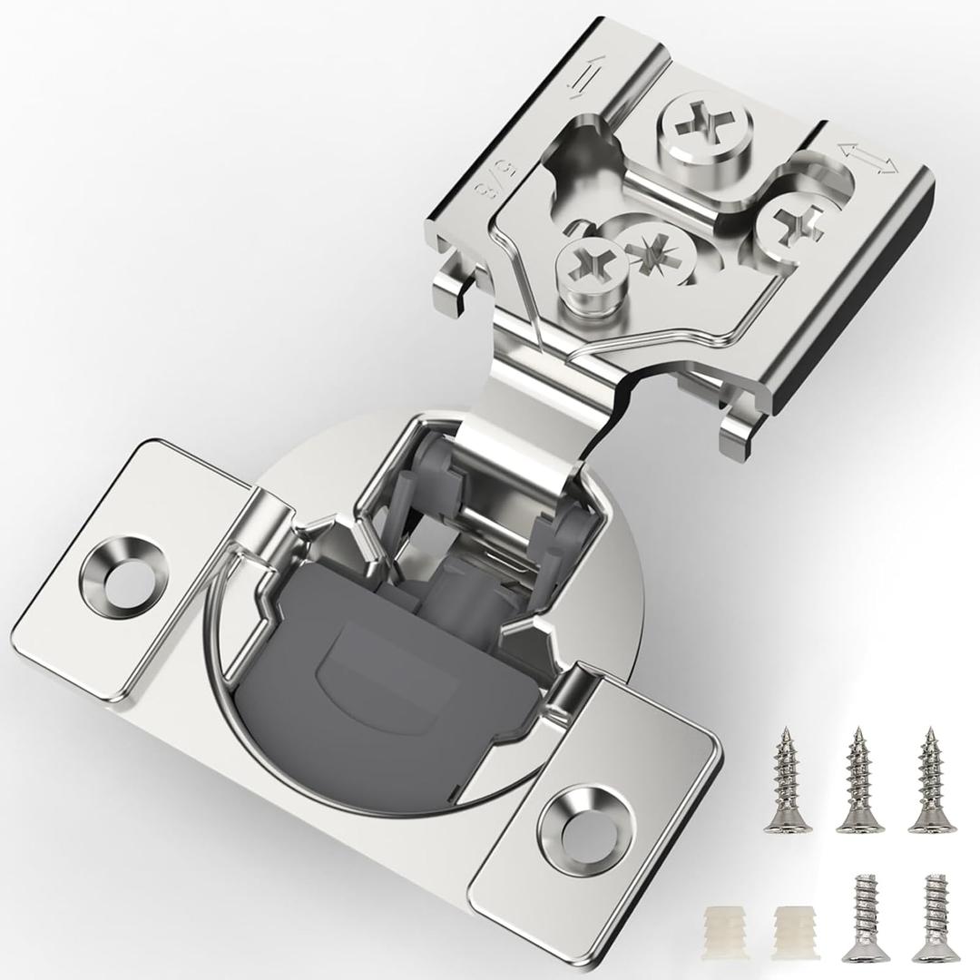 Furniware 30 Pieces 5/8 inch Overlay Soft Close Cabinet Hinges for Face Frame Cabinet, Stainless Steel, 105 Opening Angle, Concealed Self Closing Door Hinges- 3 Way Adjustment