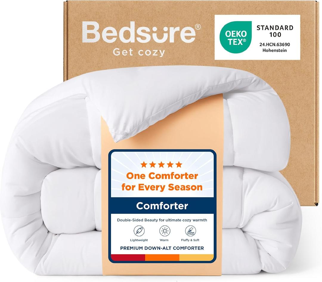 Bedsure Full Comforter Duvet Insert, All Season Bed Comforter, Quilted Down Alternative Duvet, Box Stitched Comforters with Corner Tabs, Machine Washable, 82 x 86 Inches (White)