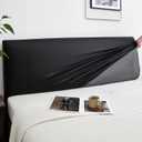 JOKIVTOU Stretch Bed Headboard Cover PU Leather, Waterproof Protective Universal Dustproof Soft Bed Head Cover Slipcover, No Need Wash, Wipeable, Bedroom Decor (Black,King)