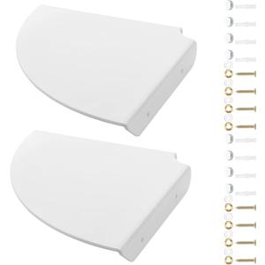 Cosmos 2 Pcs Acrylic Wall Mount Floating Corner Shelves Quarter Round Shower Shelf Hanging Corner Shelves Wall Storage Display Organizer for Bathroom Kitchen Bedroom Living Room (Solid White)