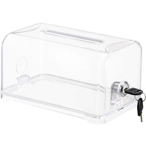 Polmart Tip / Donation / Suggestion / Business Card Collection Box with Lock (Clear Color / Transparent), 12-Pack