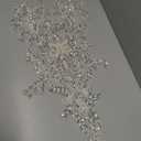 Handmade Rhinestones Lace Bodice Applique Sew on Beads Sequins Trimming Patches for Dress Clothing Accessories 1Pcs/Bag (Silver)