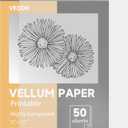 VEOOK Translucent Vellum Paper, 50 Sheets 56lbs/83gsm 11 x 17 inches Printable Vellums Tracing Paper for Tracing, Drawing, Sketching, Card Overlays, Invitations Belly Bands, Envelope, Lantern(VP-04)