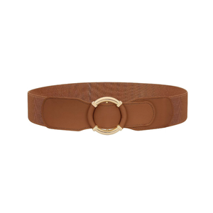 Women Wide Waist Belt Stretchy Elastic Vintage Belts for Dress Ladies Belt with Circle Buckle